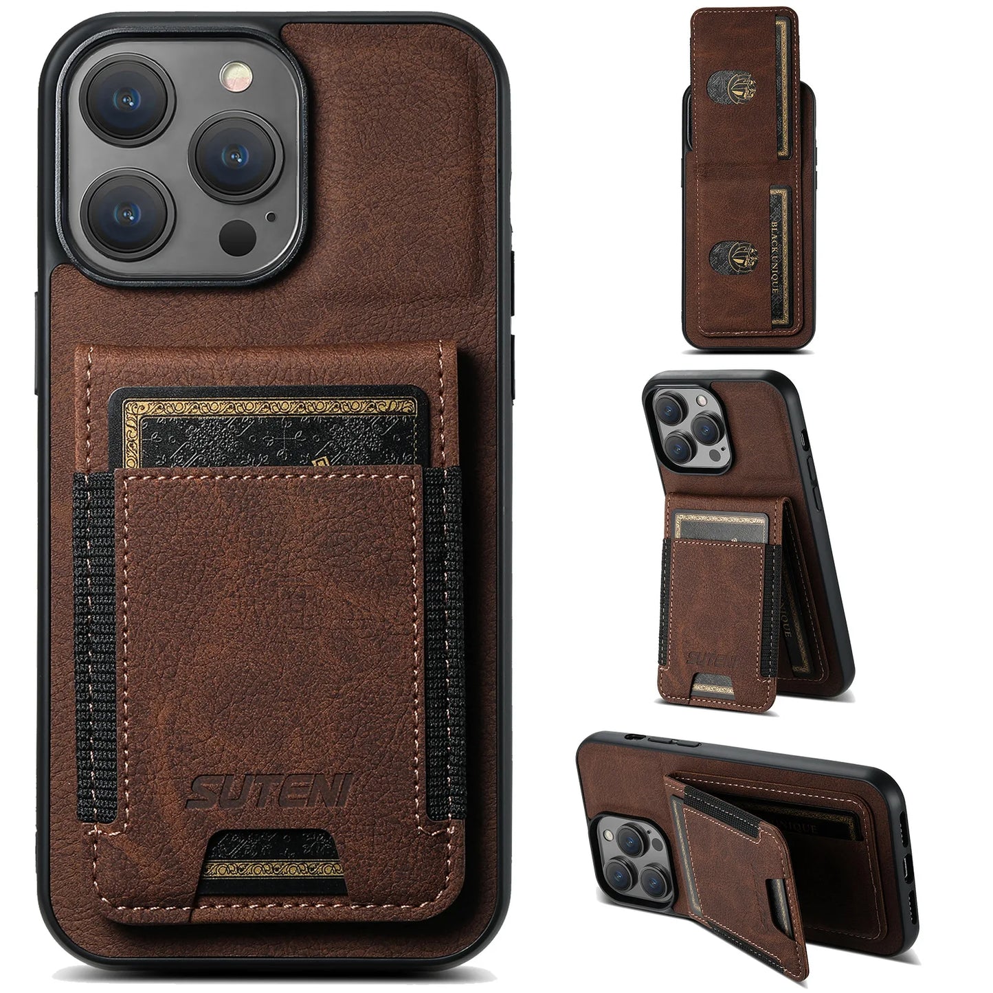 Magnetic Leather Wallet Case for iPhone