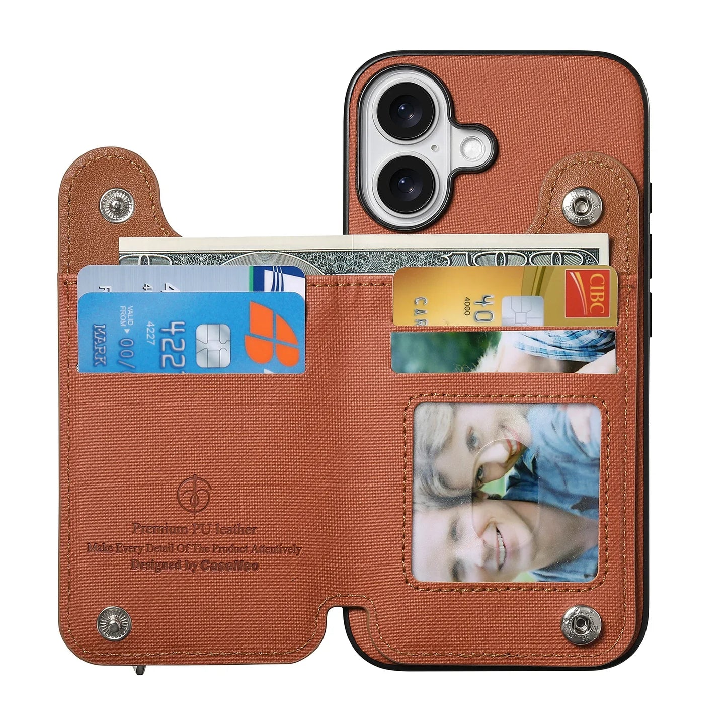 iPhone Leather Wallet Card Strap Case