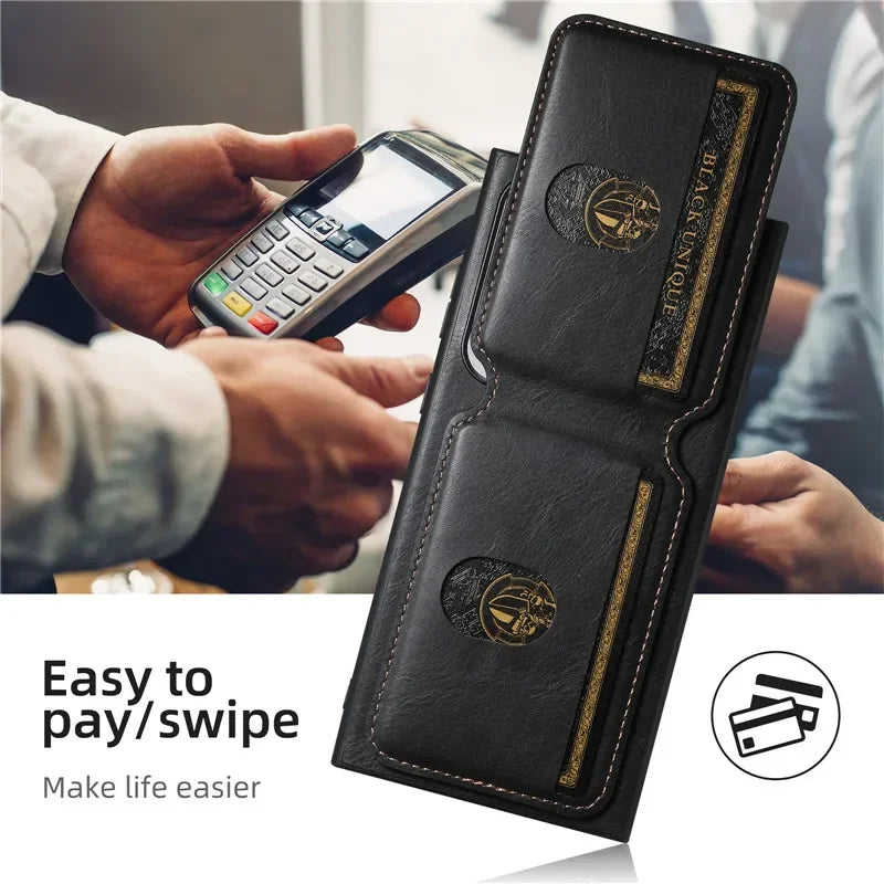 Magnetic Leather Wallet Case Samsung