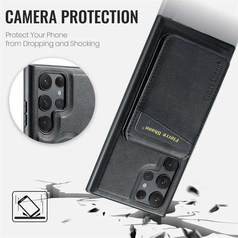 Magnetic Leather Wallet Case for Samsung