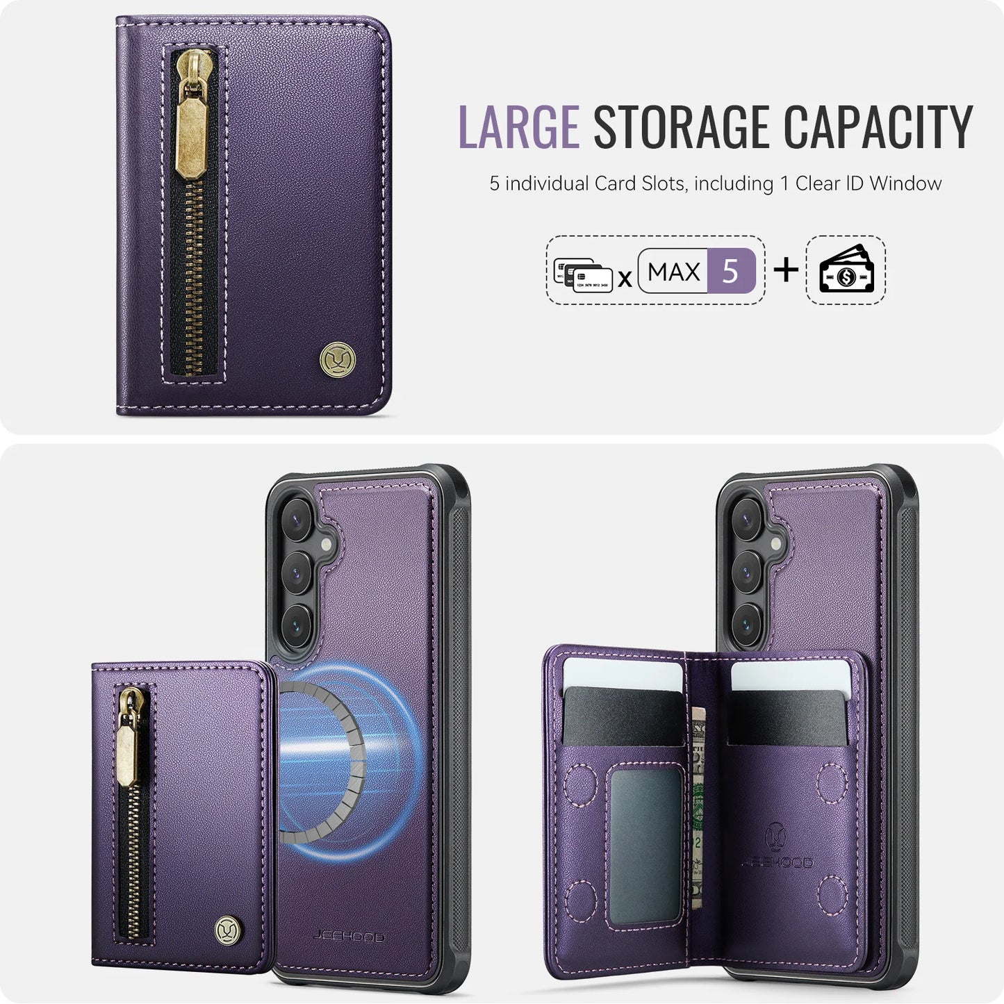 Magnetic Leather Wallet Case for Samsung