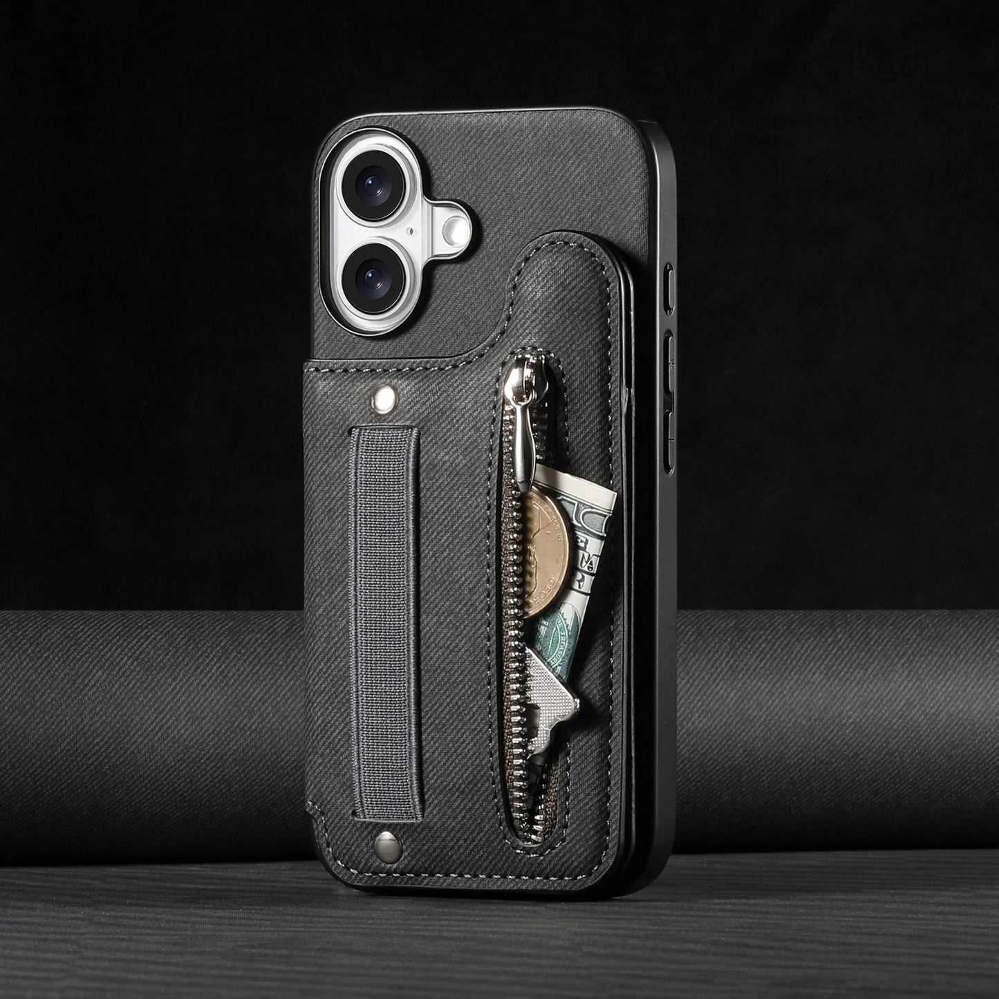 iPhone Leather Wallet Card Strap Case