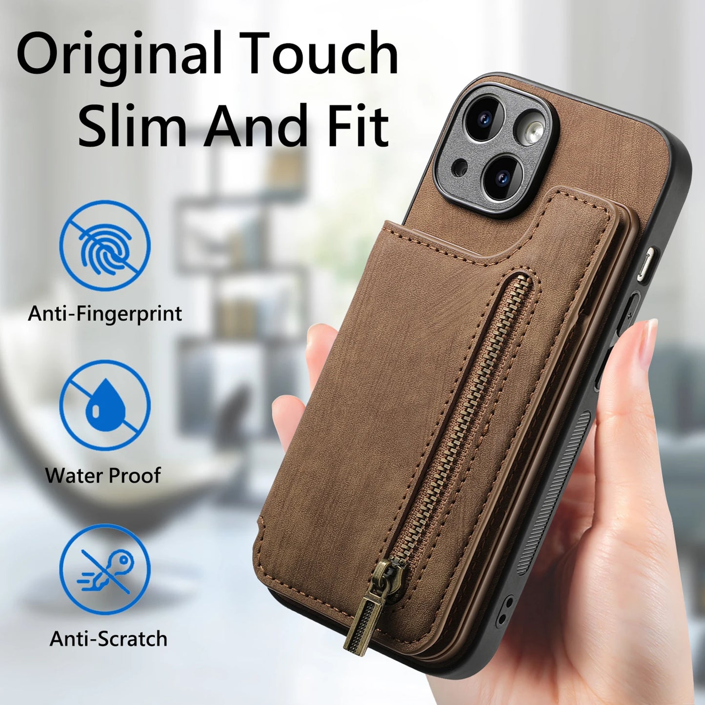 Zipper Card Wallet Leather iPhone Case