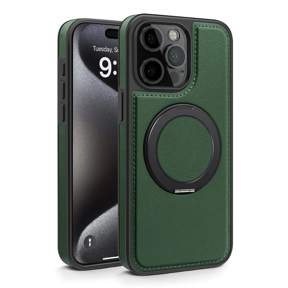 MagSafe Leather Swivel Stand iPhone Case