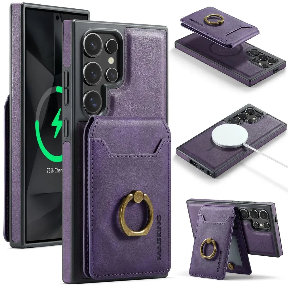 Magnetic Wallet Card Holder Case Samsung