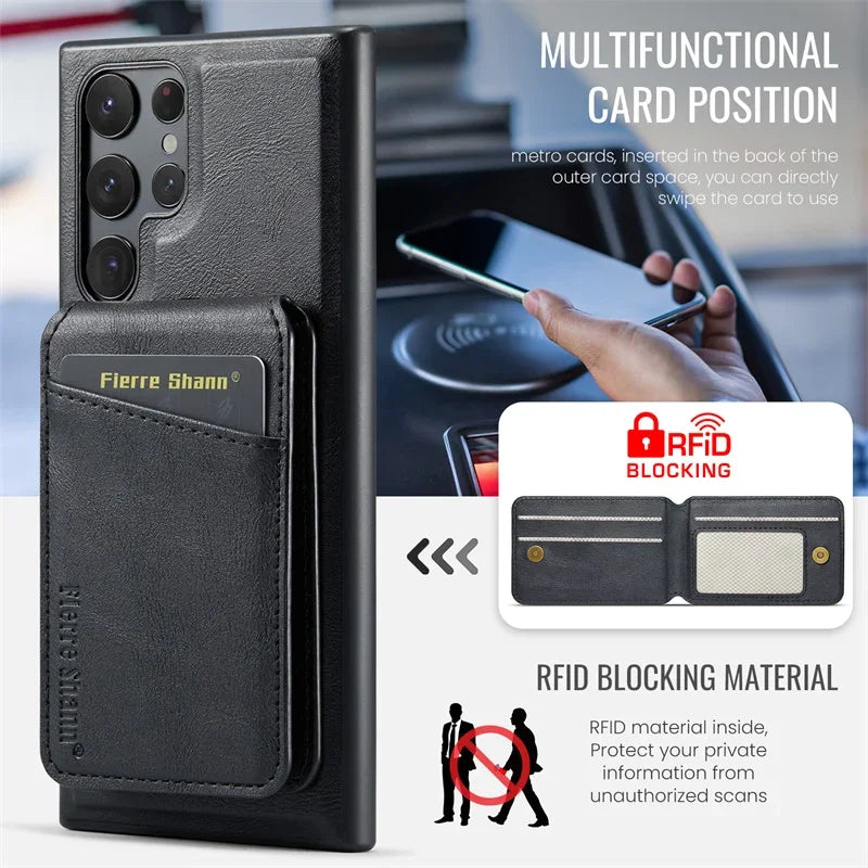 Magnetic Leather Wallet Case for Samsung