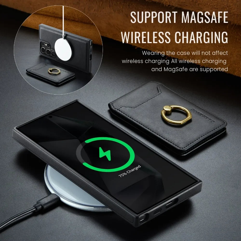 Magnetic Wallet Card Holder Case Samsung