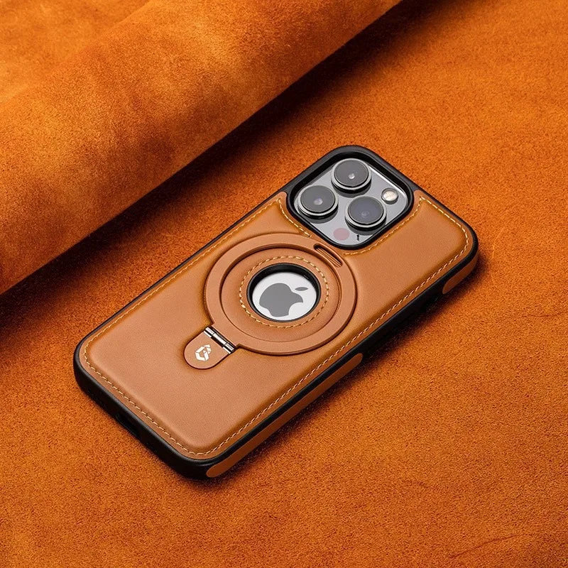 Magnetic Leather Kickstand iPhone Case