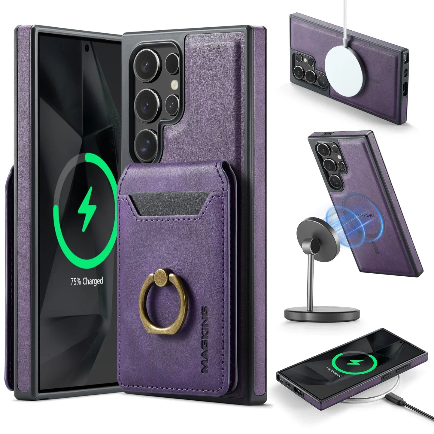 Magnetic Wallet Card Holder Case Samsung