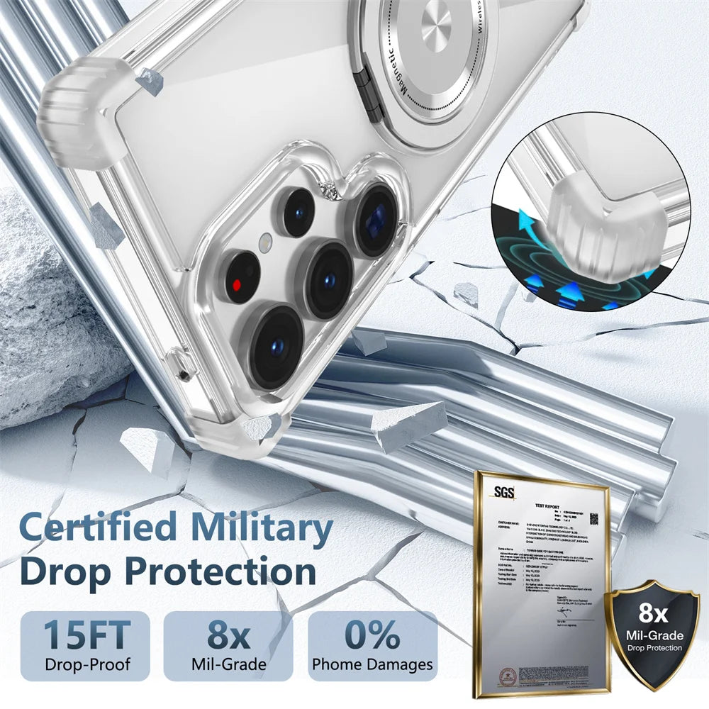 Magnetic Stand Clear Armor Case Samsung