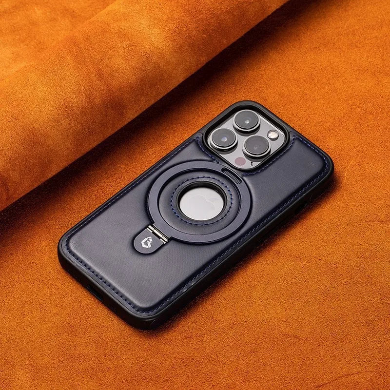 Magnetic Leather Kickstand iPhone Case
