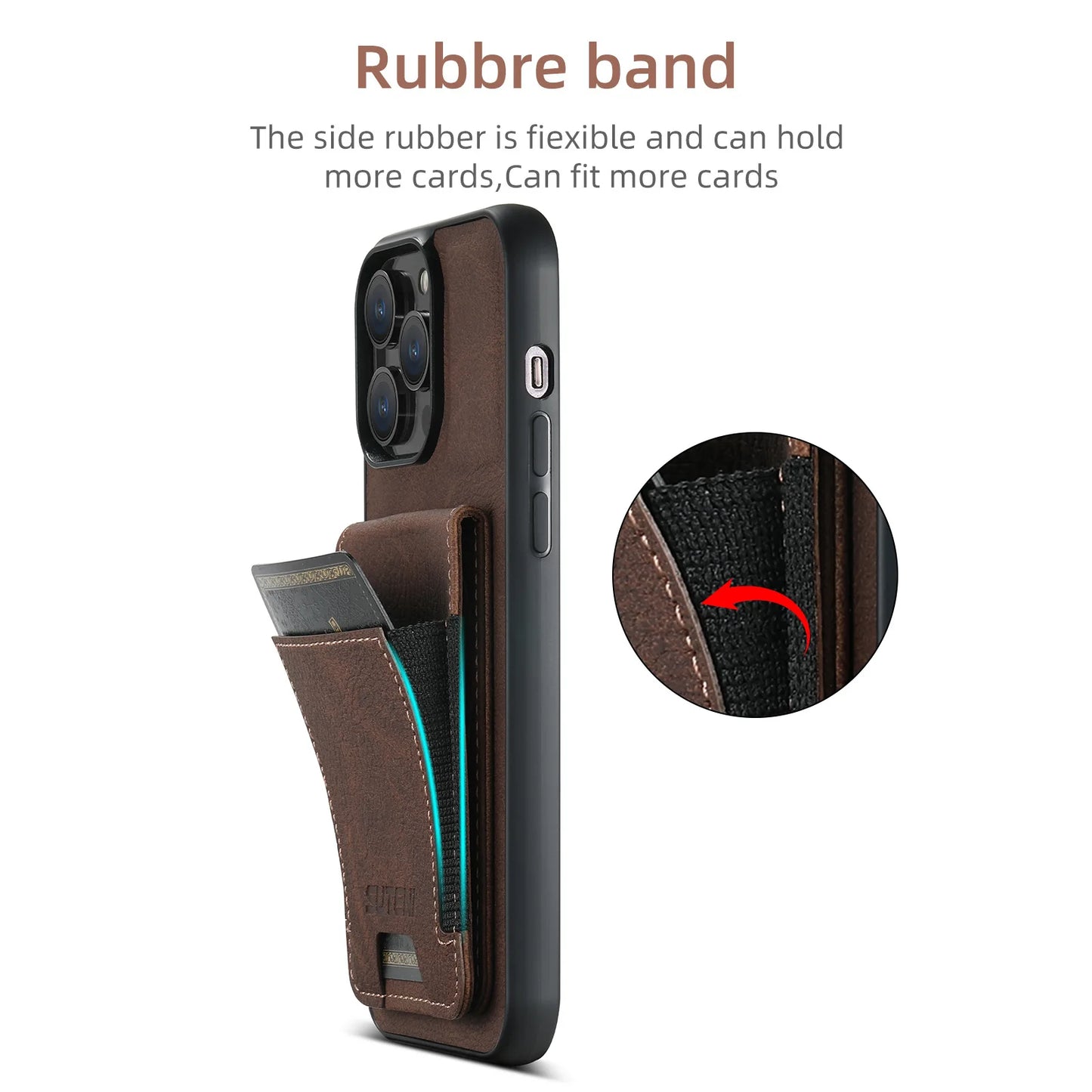 Magnetic Leather Wallet Case for iPhone