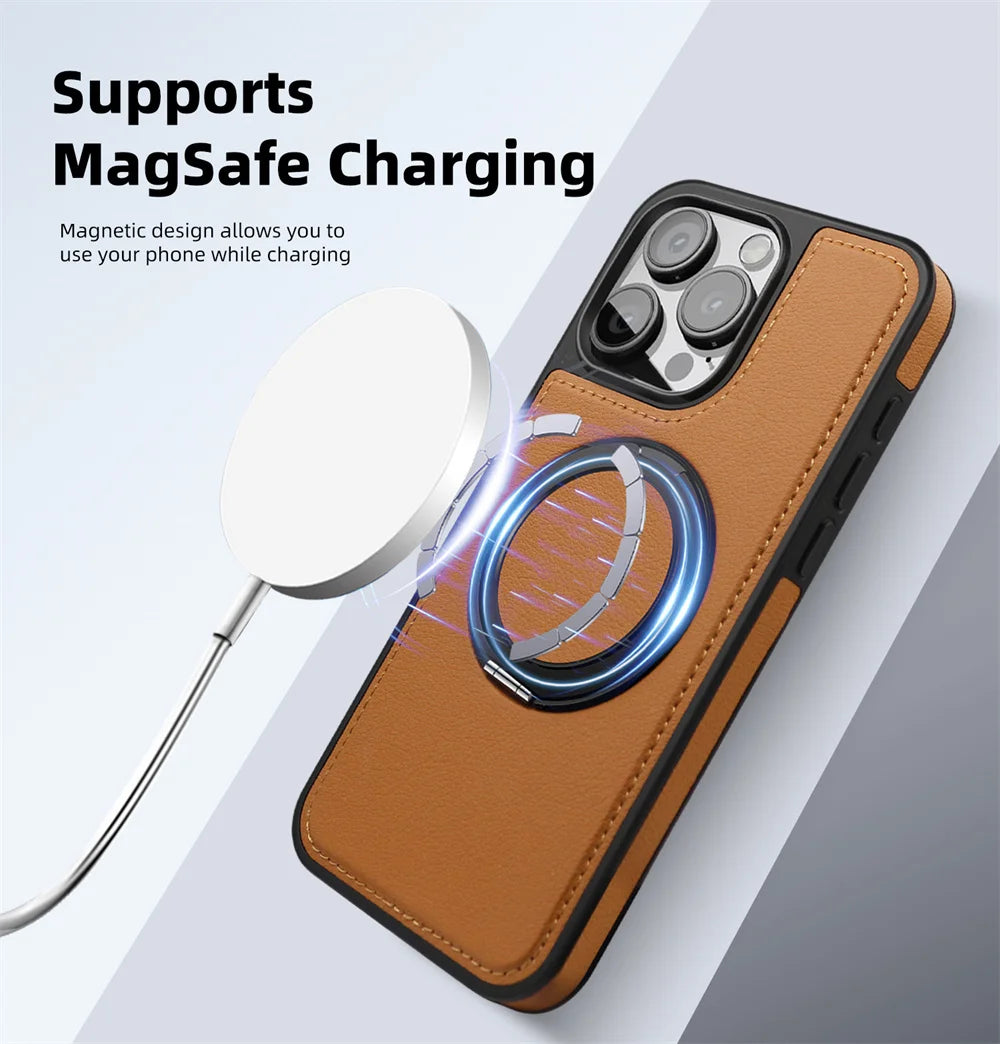 MagSafe Leather Swivel Stand iPhone Case
