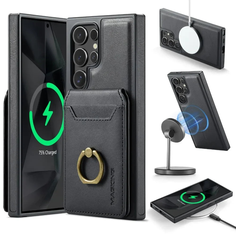 Magnetic Wallet Card Holder Case Samsung