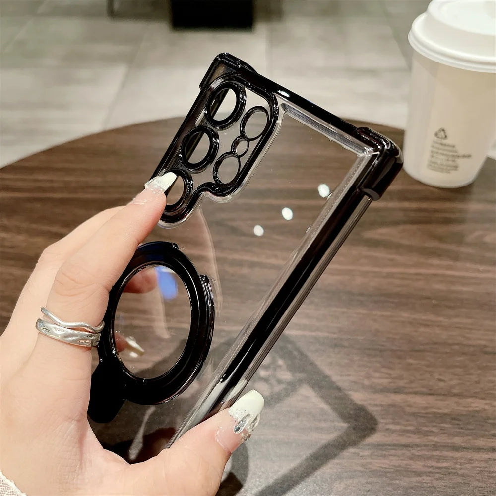Magnetic Clear Ring Stand Case Samsung