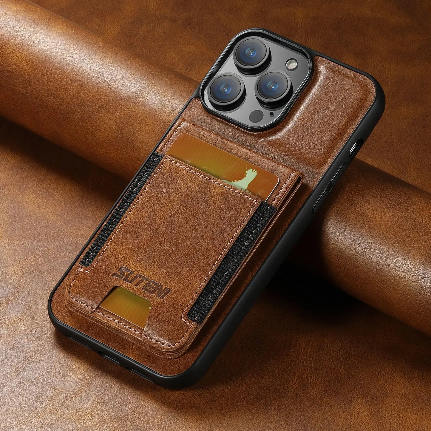 Magnetic Leather Wallet Case for iPhone