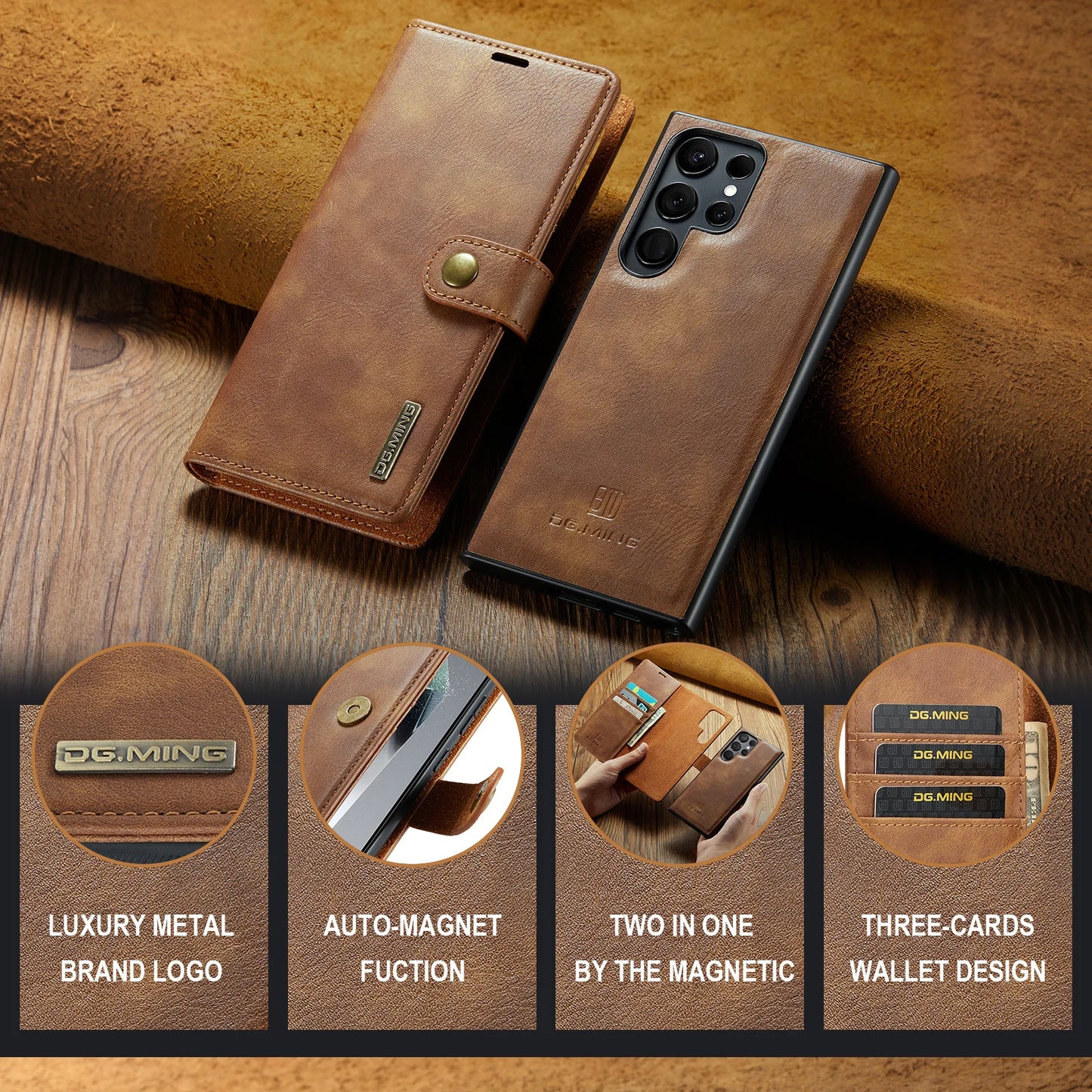 Magnetic Leather Wallet Case for Samsung