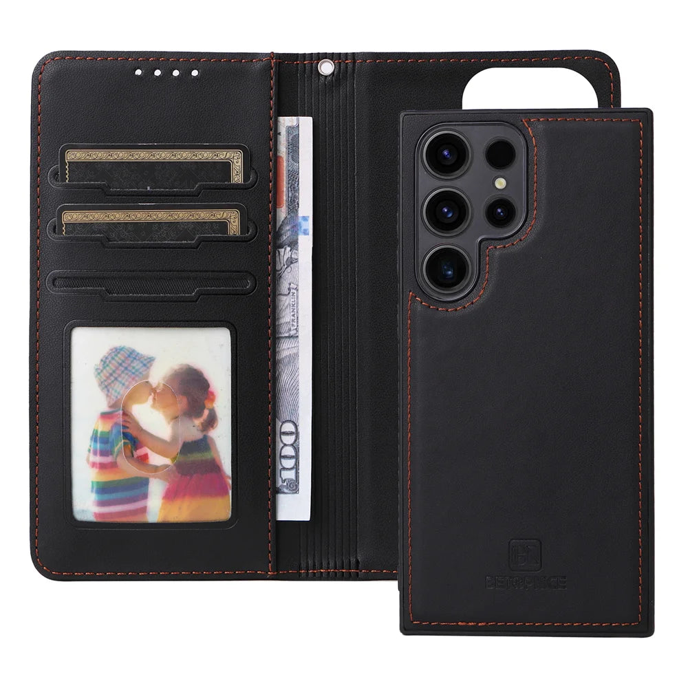 Magnetic Leather Wallet Galaxy Case