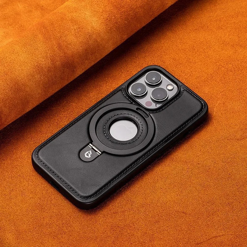 Magnetic Leather Kickstand iPhone Case