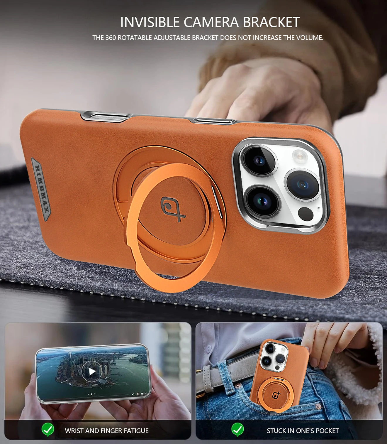Magnetic Leather Case with Stand Lens Protection