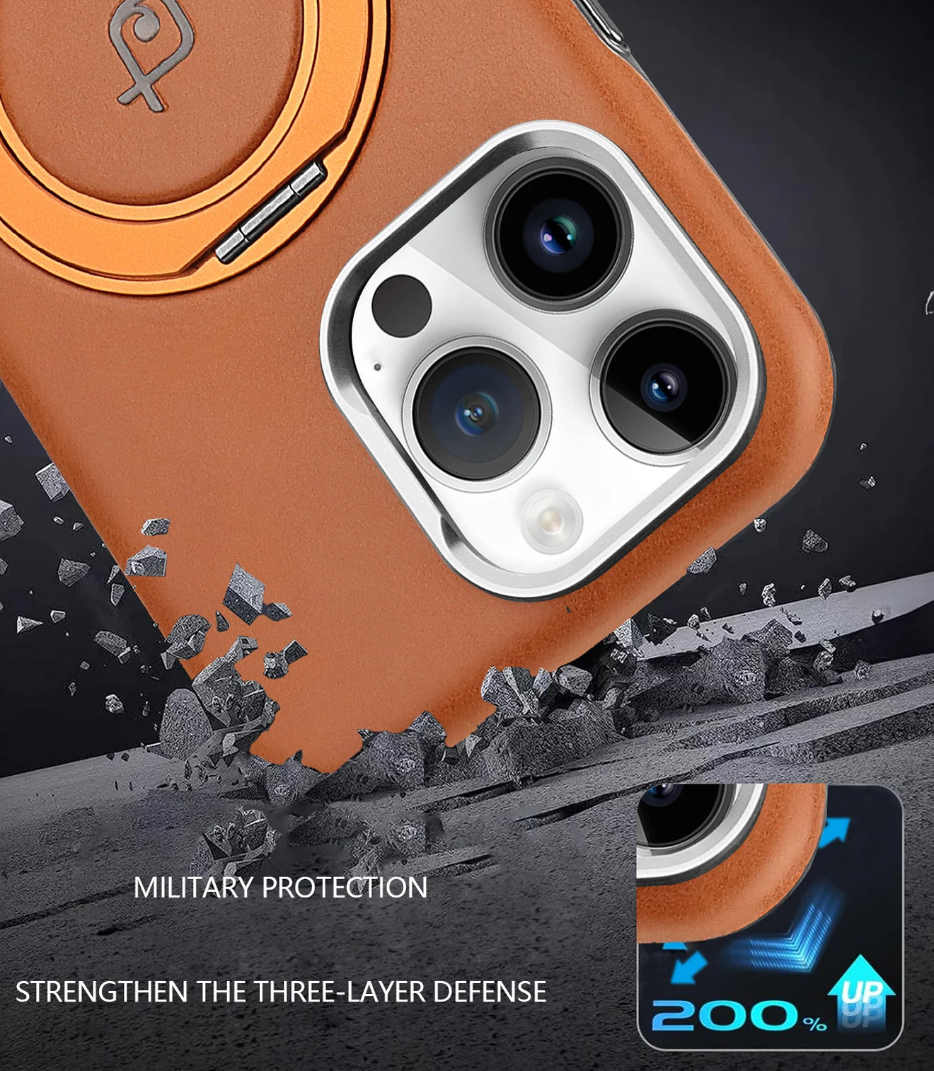 Magnetic Leather Case with Stand Lens Protection