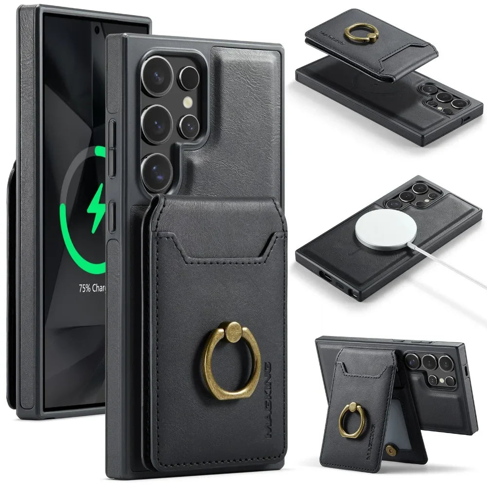 Magnetic Wallet Card Holder Case Samsung