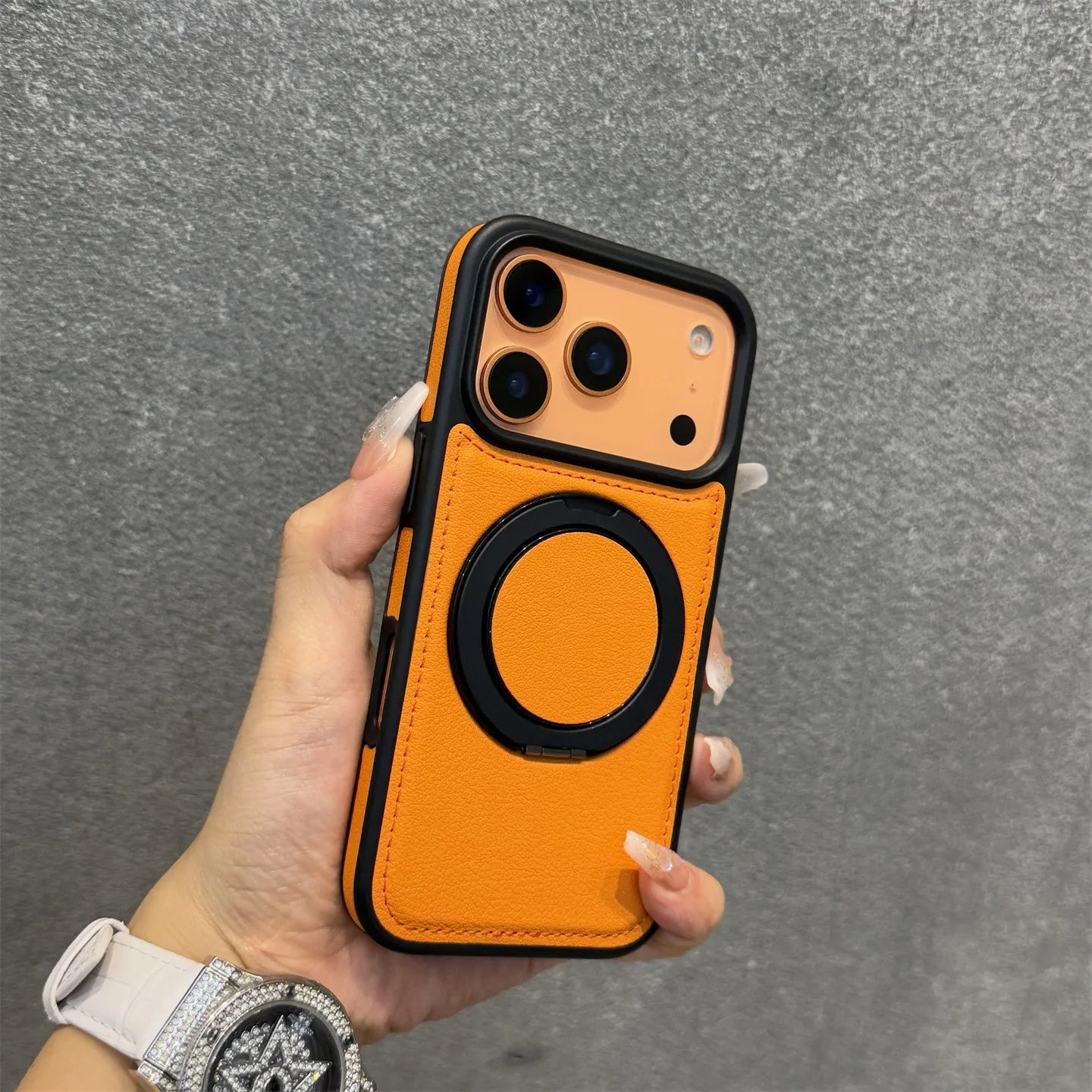 MagSafe PU Leather Rotating iPhone Case