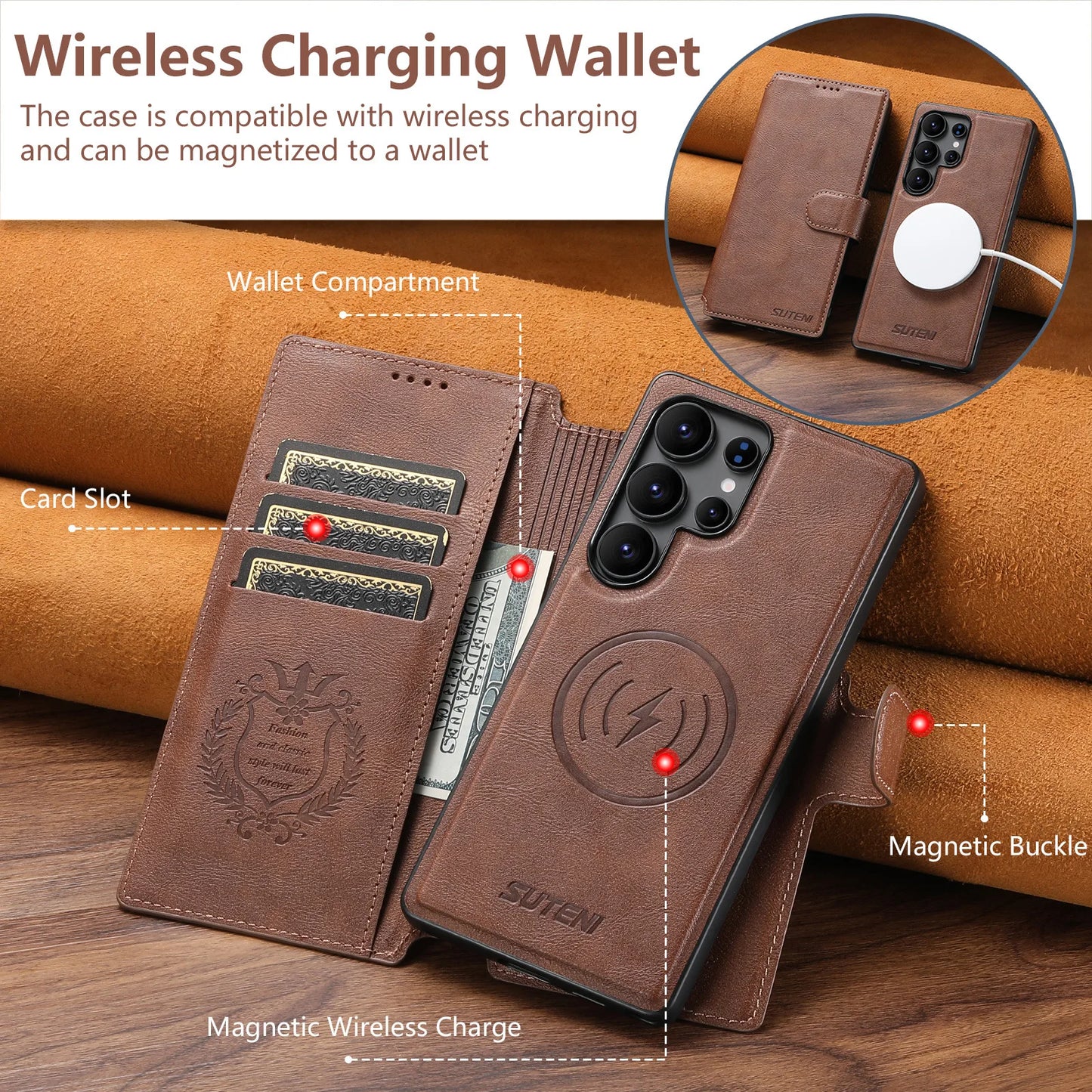 Detachable Magnetic Wallet Case Samsung