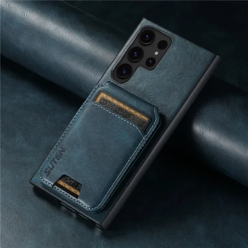 Magnetic Leather Wallet Case Samsung