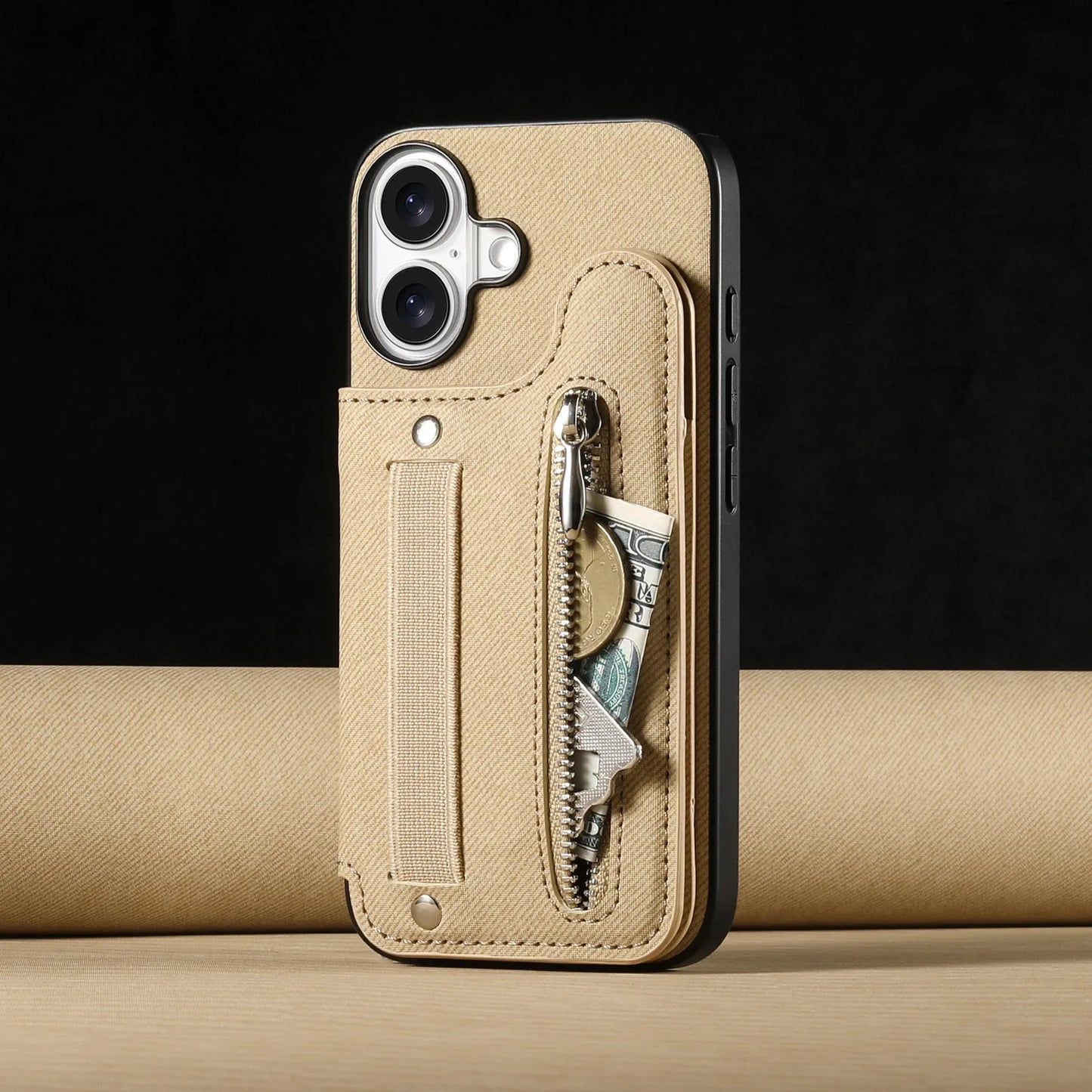 iPhone Leather Wallet Card Strap Case