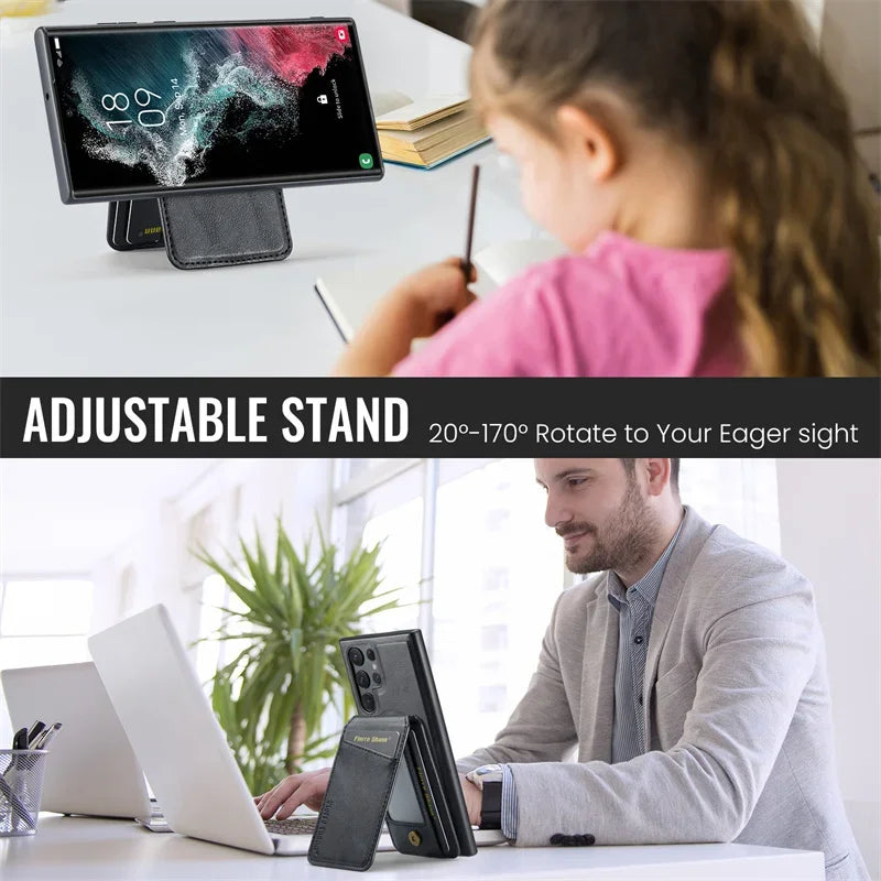 Magnetic Leather Wallet Case for Samsung