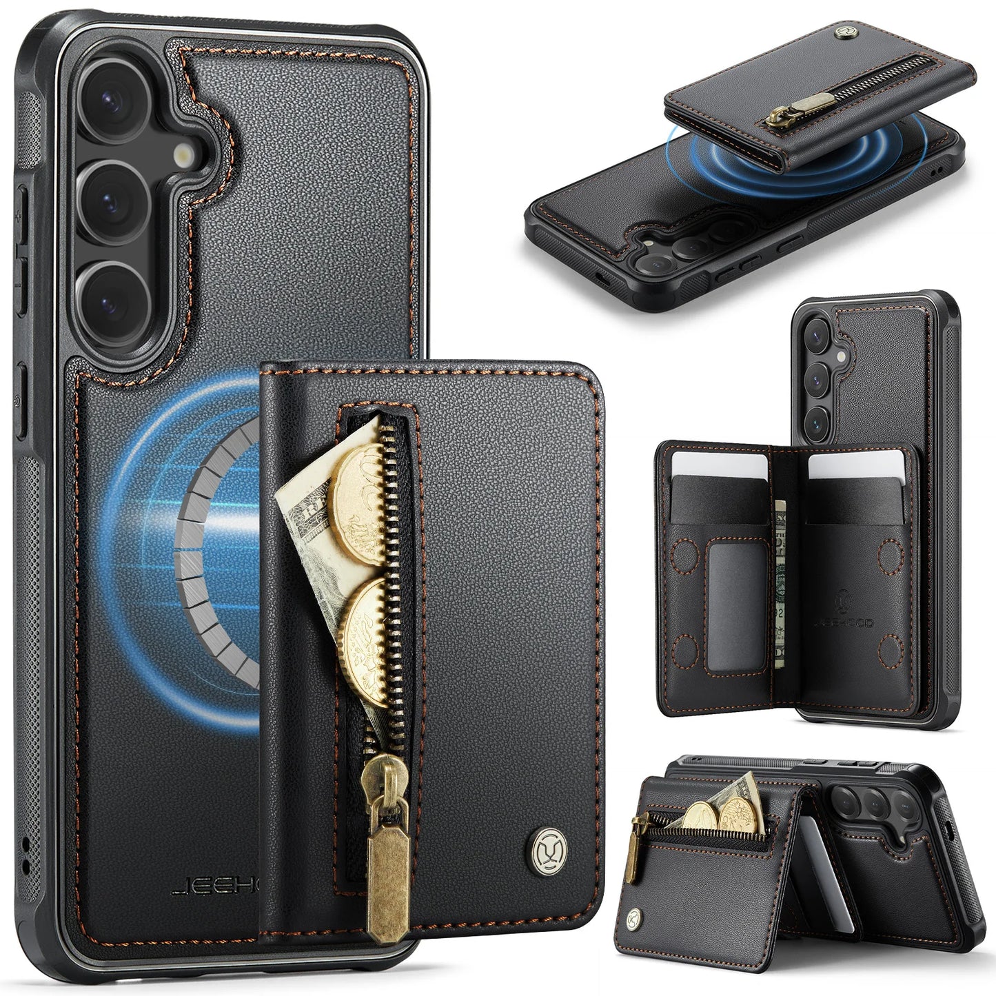 Magnetic Leather Wallet Case for Samsung