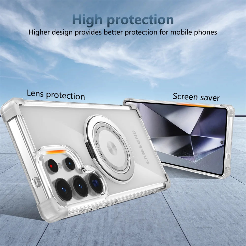 Magnetic Stand Clear Armor Case Samsung