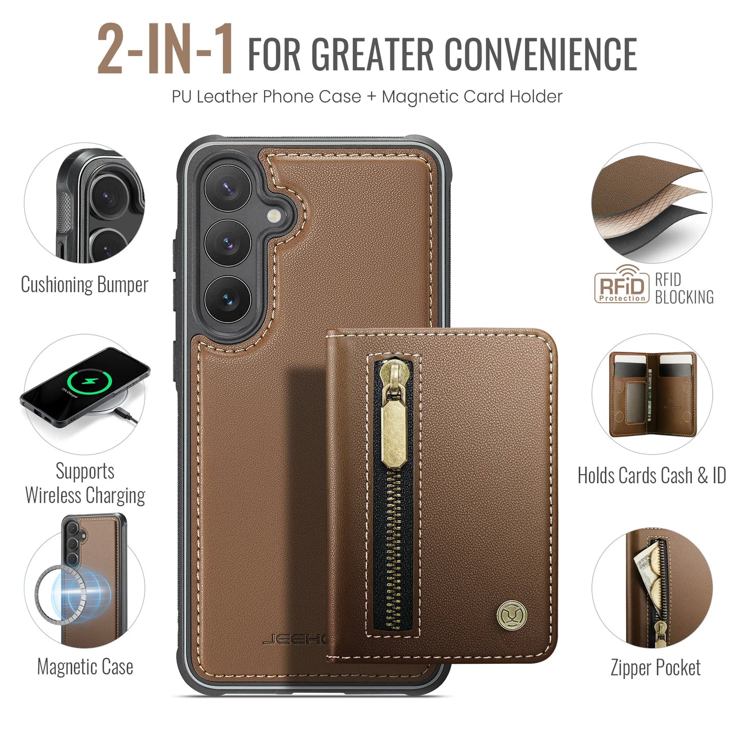 Magnetic Leather Wallet Case for Samsung
