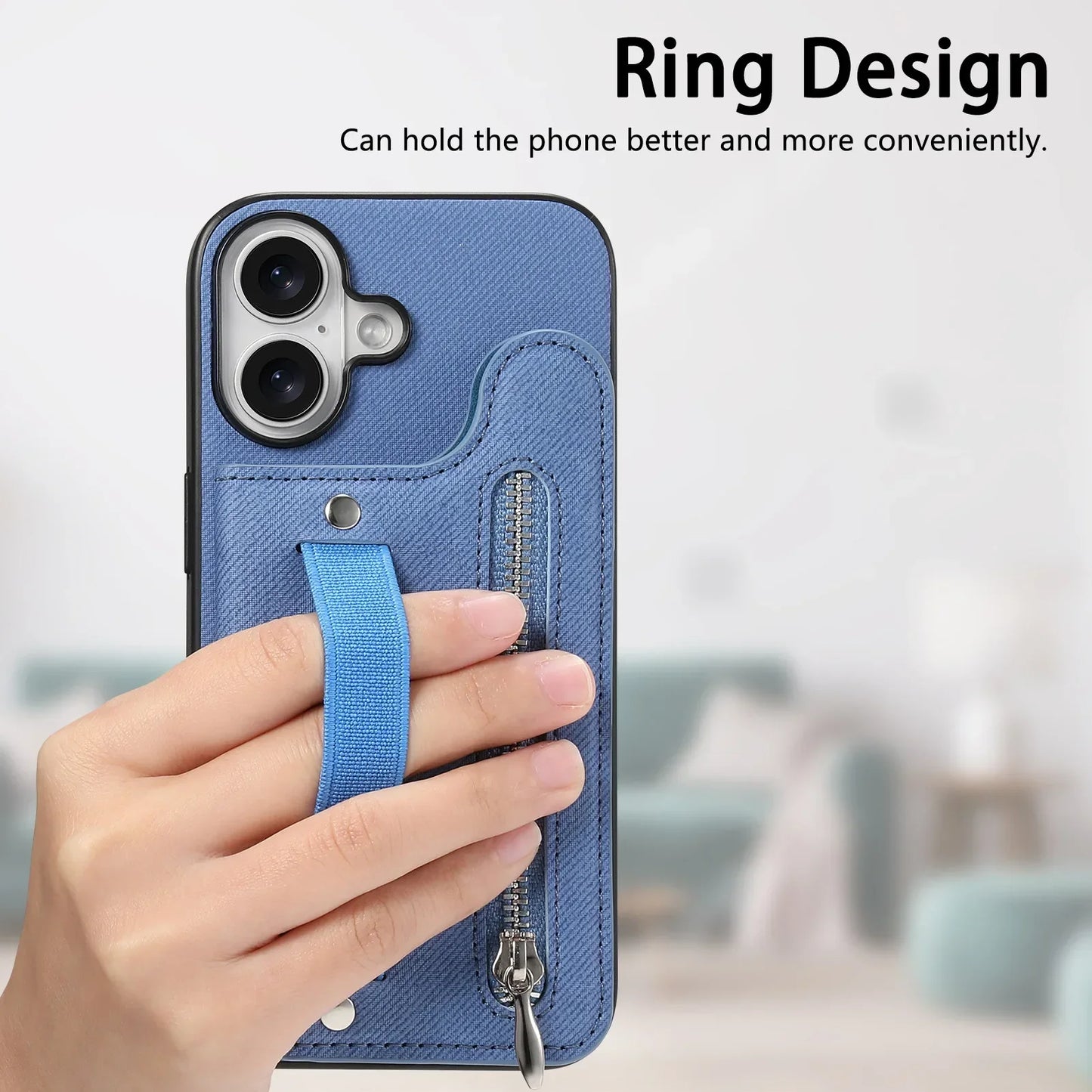 iPhone Leather Wallet Card Strap Case