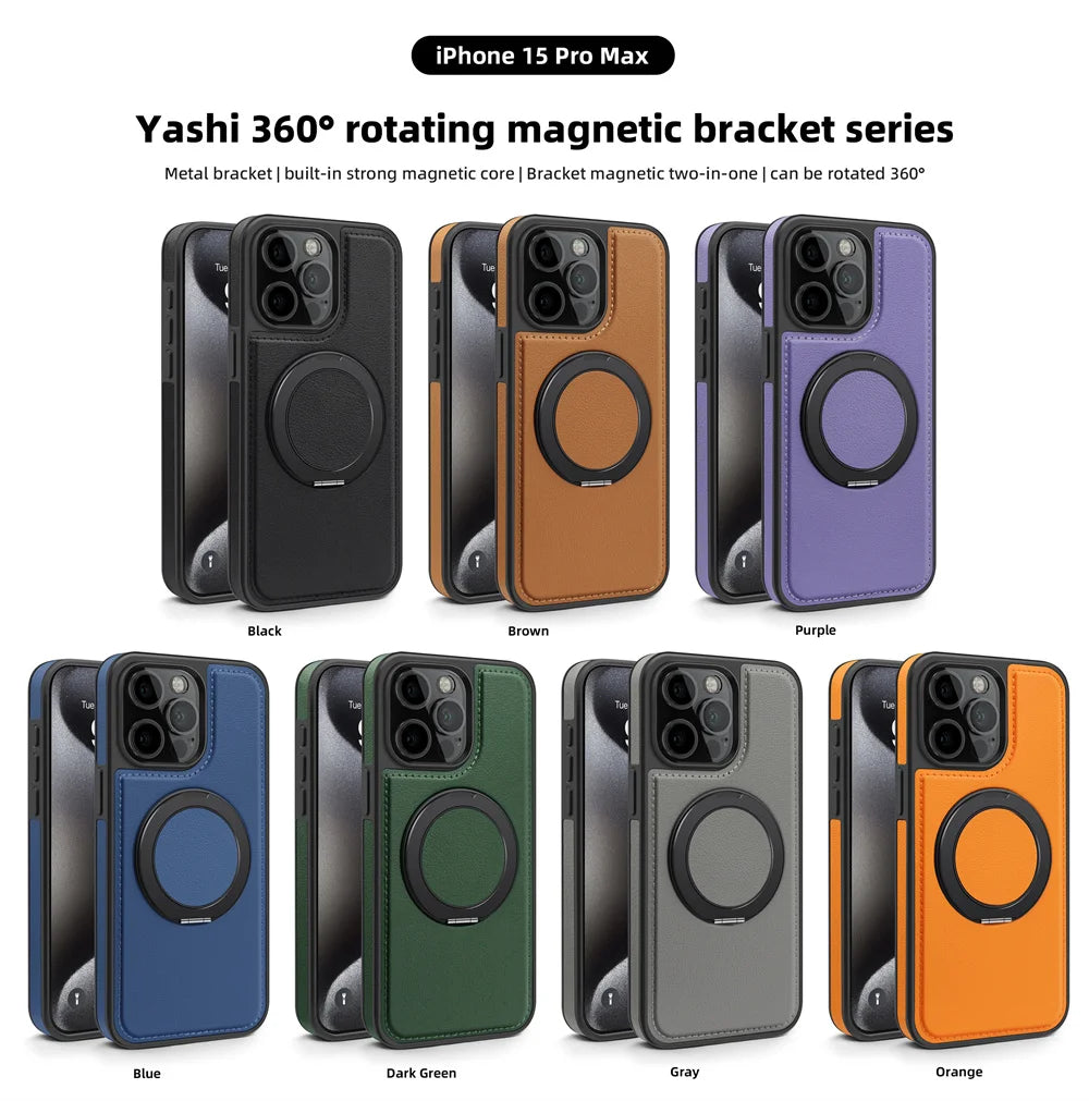 MagSafe Leather Swivel Stand iPhone Case