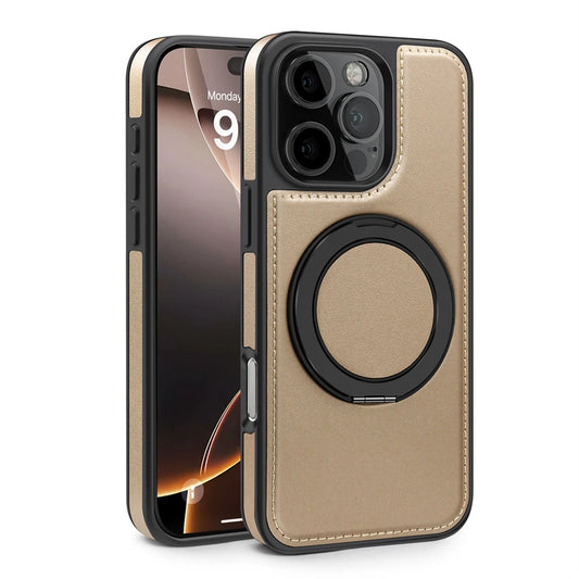 MagSafe PU Leather Rotating Ring Case