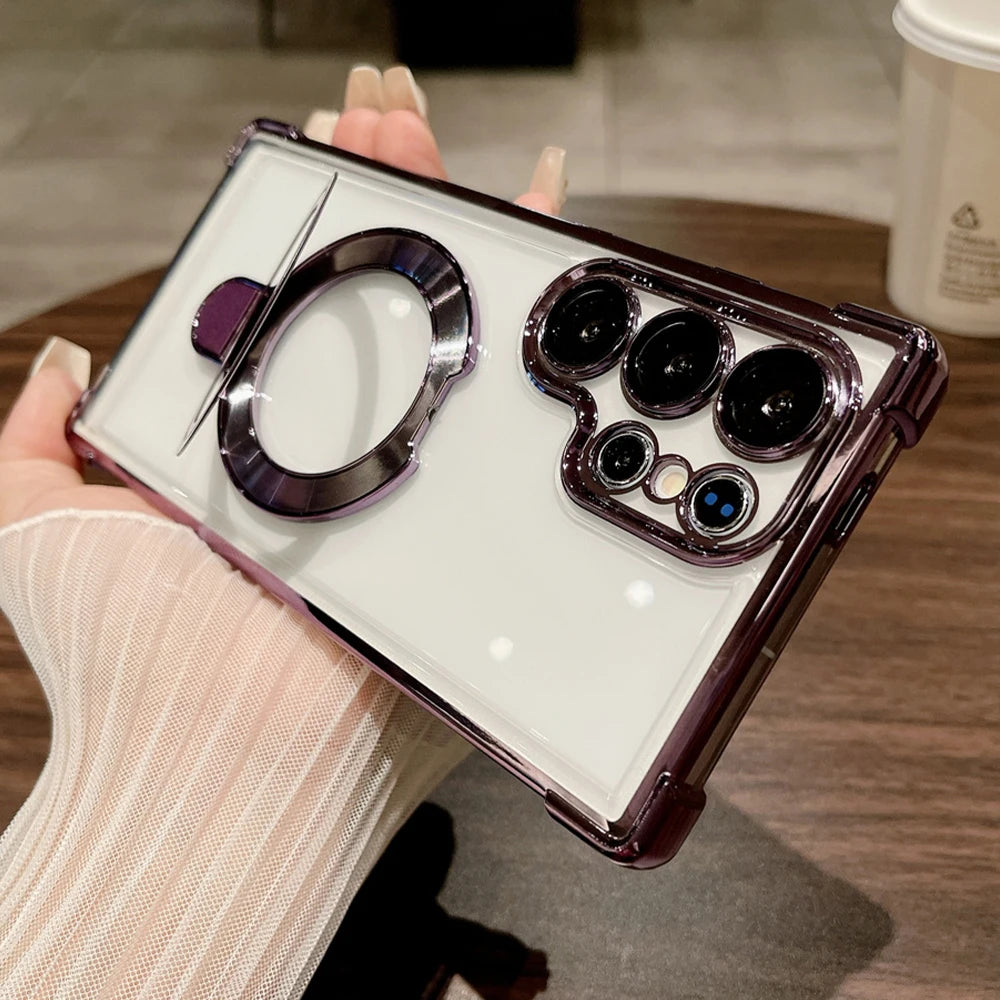 Magnetic Clear Ring Stand Case Samsung