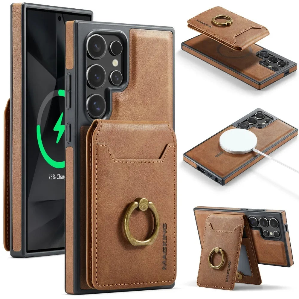 Magnetic Wallet Card Holder Case Samsung