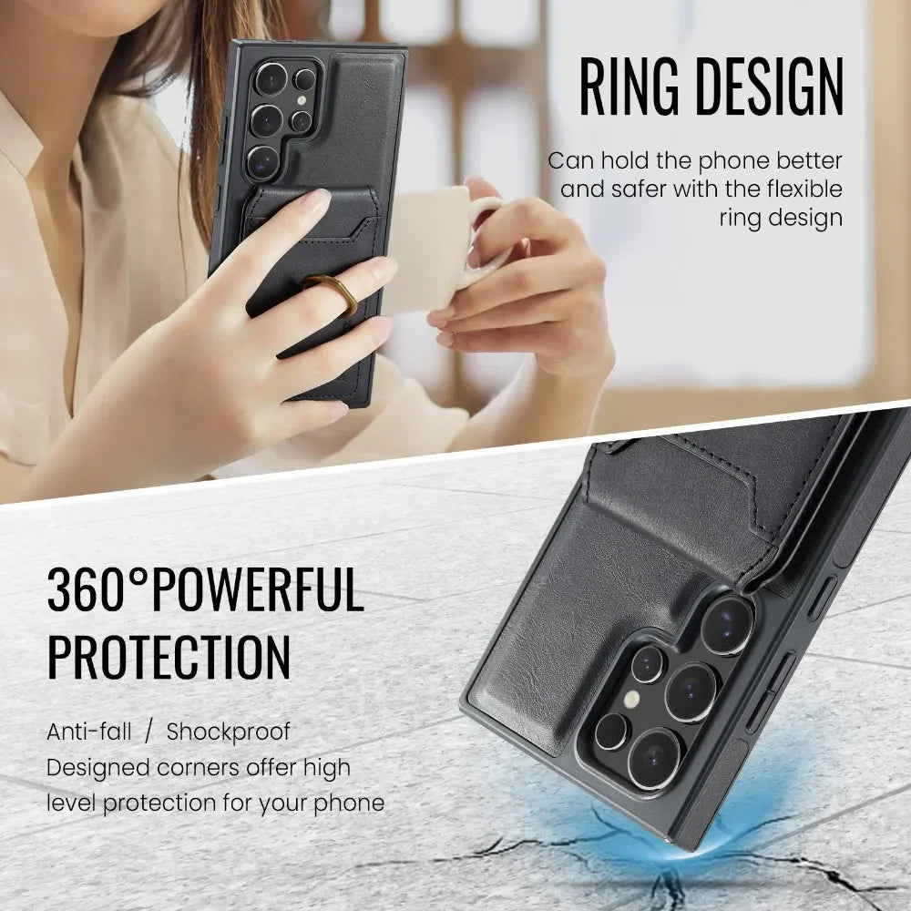 Magnetic Wallet Card Holder Case Samsung