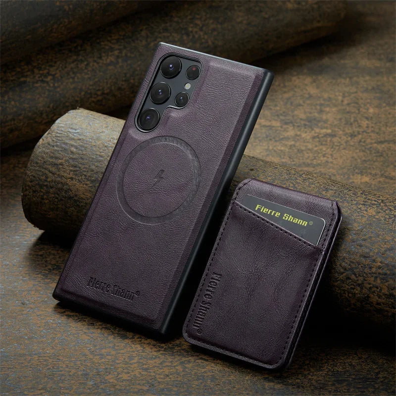 Magnetic Leather Wallet Case for Samsung