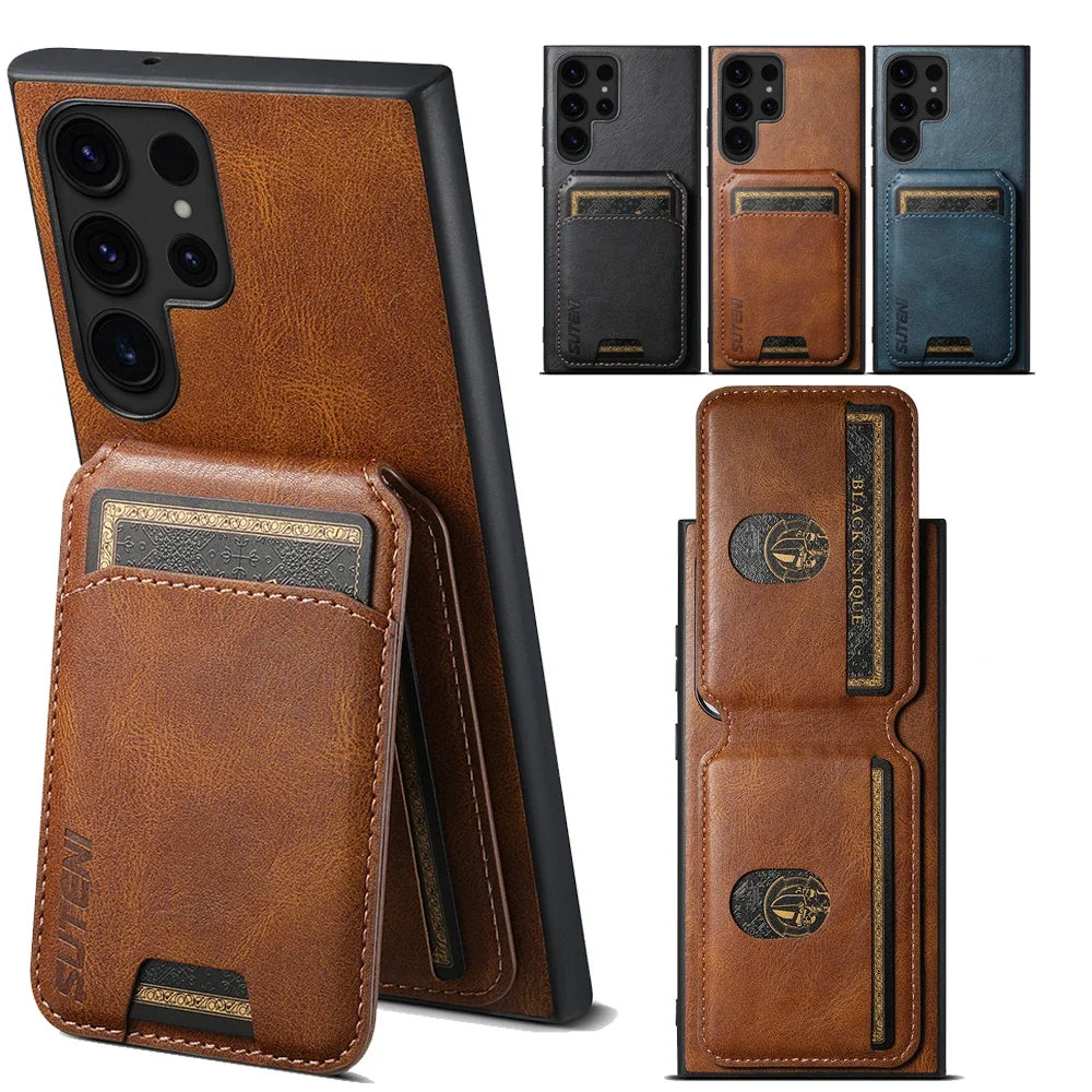 Magnetic Leather Wallet Case Samsung