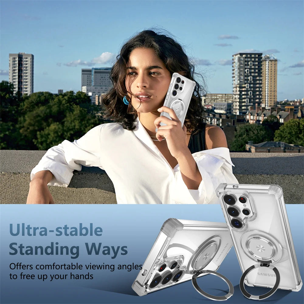 Magnetic Stand Clear Armor Case Samsung