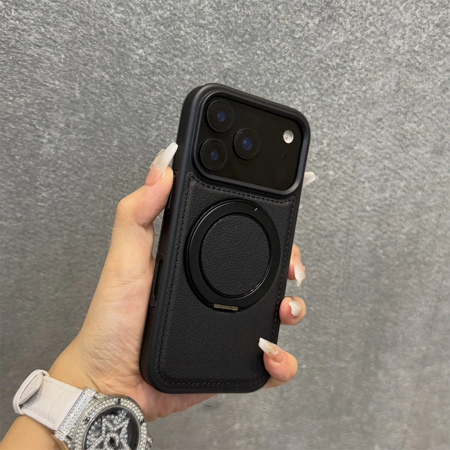 MagSafe PU Leather Rotating iPhone Case