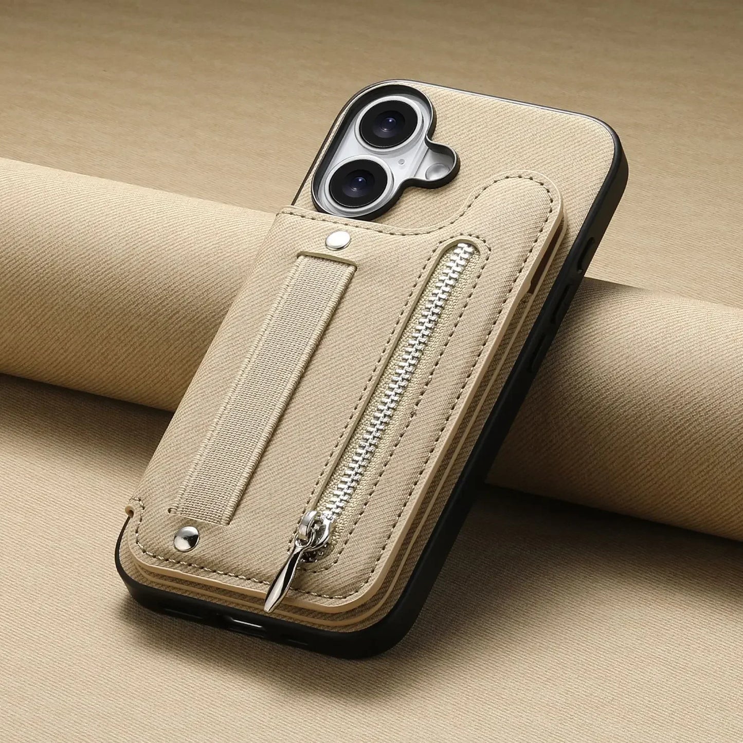 iPhone Leather Wallet Card Strap Case