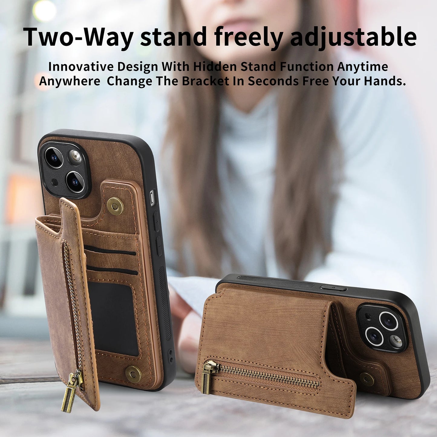Zipper Card Wallet Leather iPhone Case
