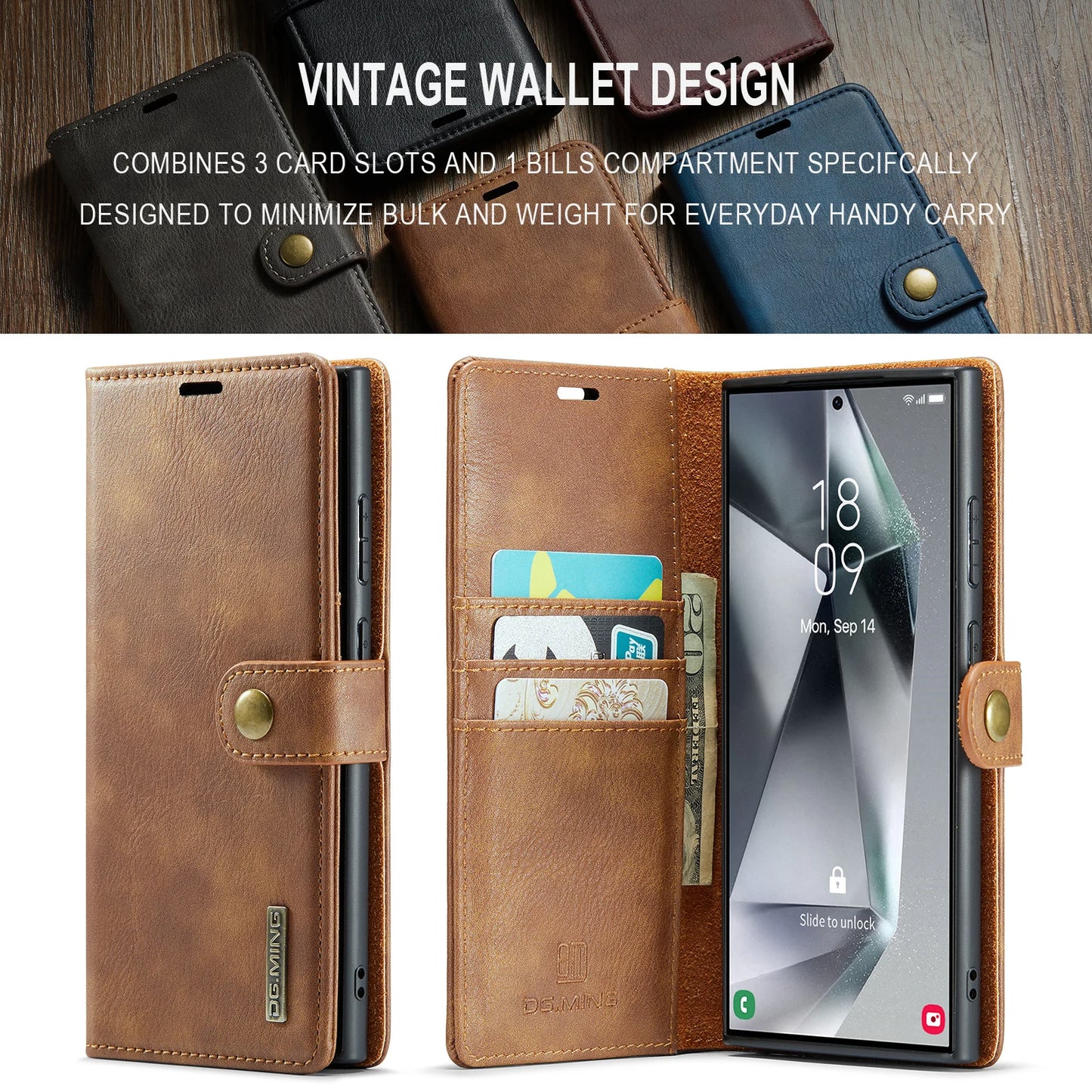Magnetic Leather Wallet Case for Samsung