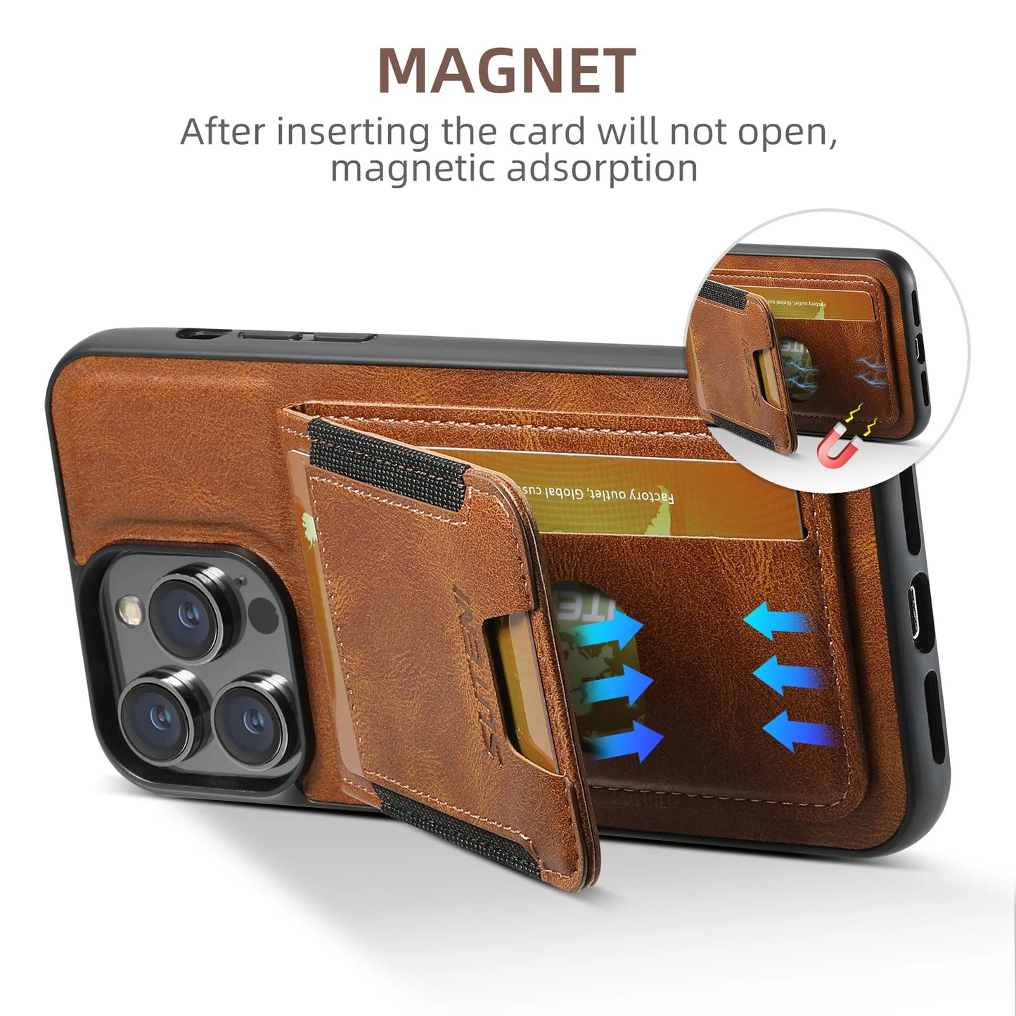 Magnetic Leather Wallet Case for iPhone