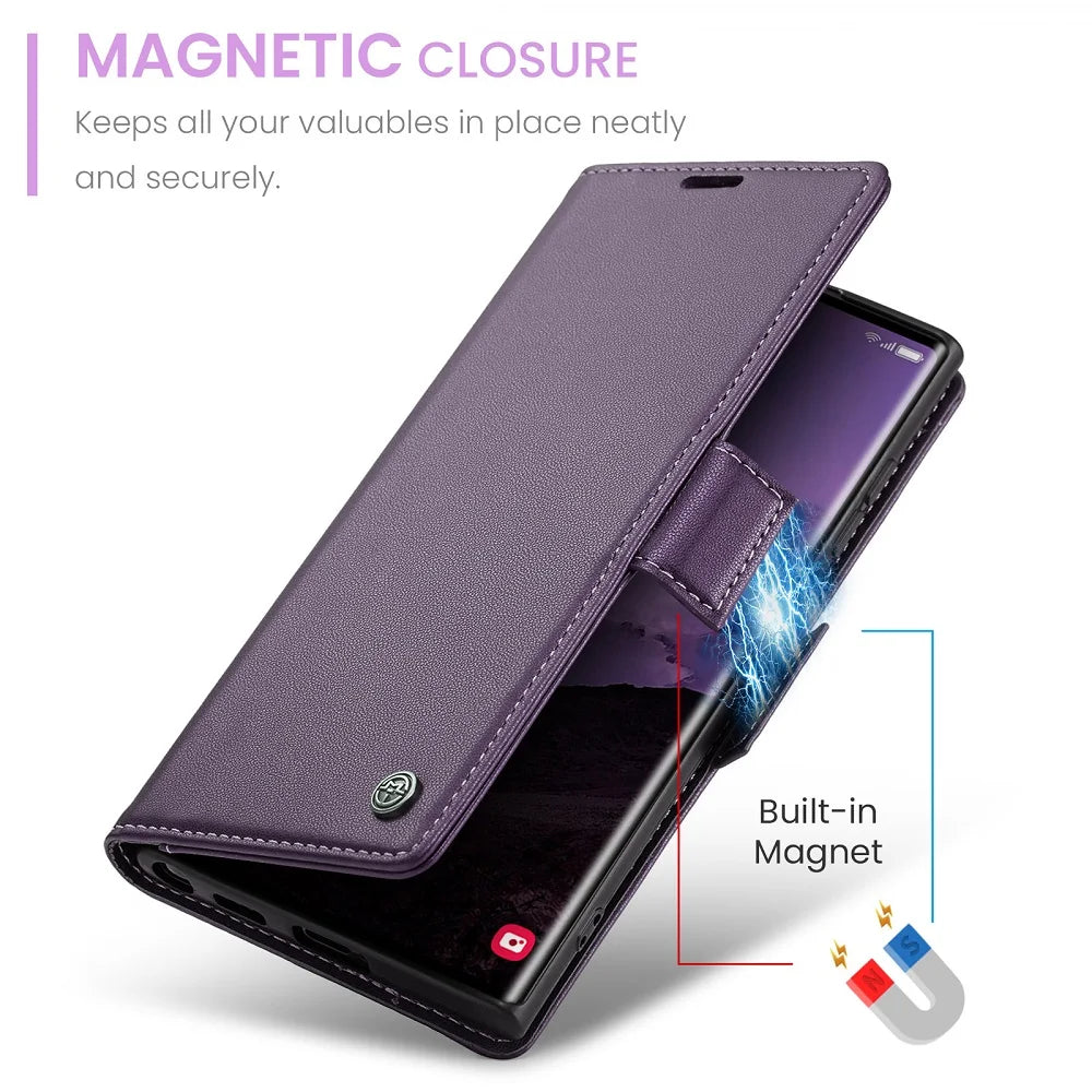 Magnetic Leather Wallet Case Samsung