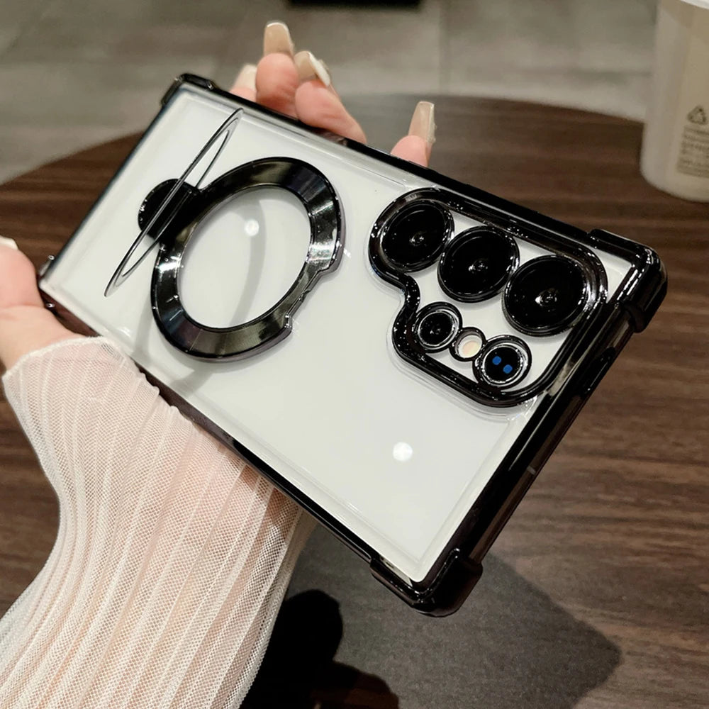 Magnetic Clear Ring Stand Case Samsung